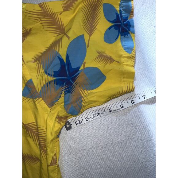 MOJEANS Yellow Blue Floral Tropical Palm Tree Print Button Up Shirt 3XL Vintage - Picture 10 of 15